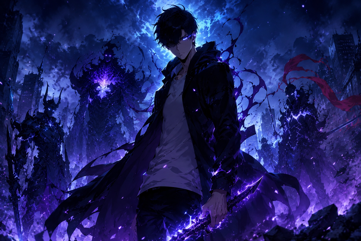 Shadow Monarch Awakens | Epic Dark Fantasy Anime Wallpaper 4K