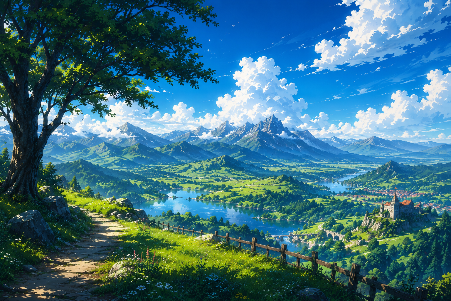 4K Anime Landscape Wallpaper for Desktop | Cinematic Nature Scenery HD Background