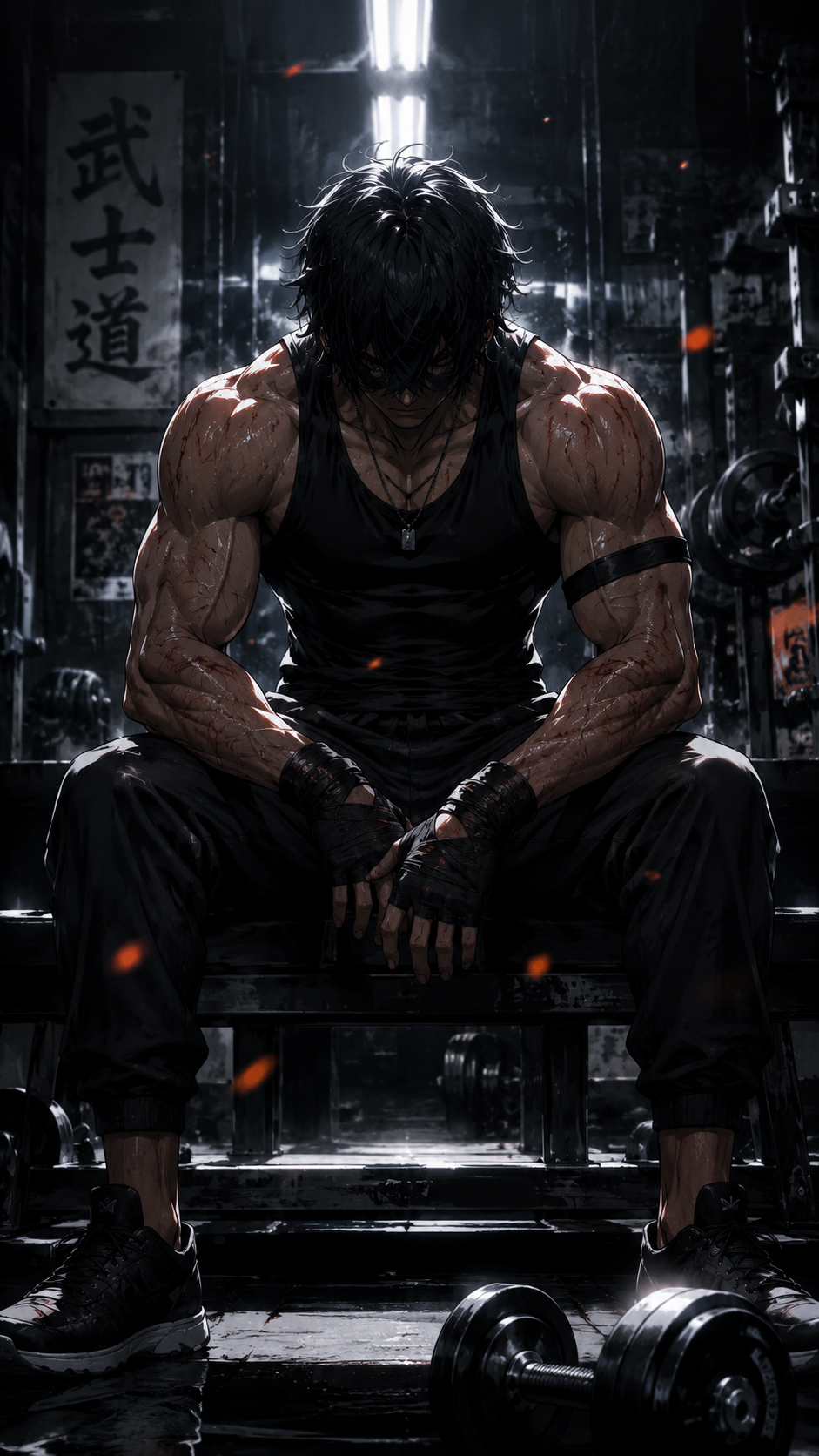 Anime Warrior Workout Aesthetic Mobile Wallpaper