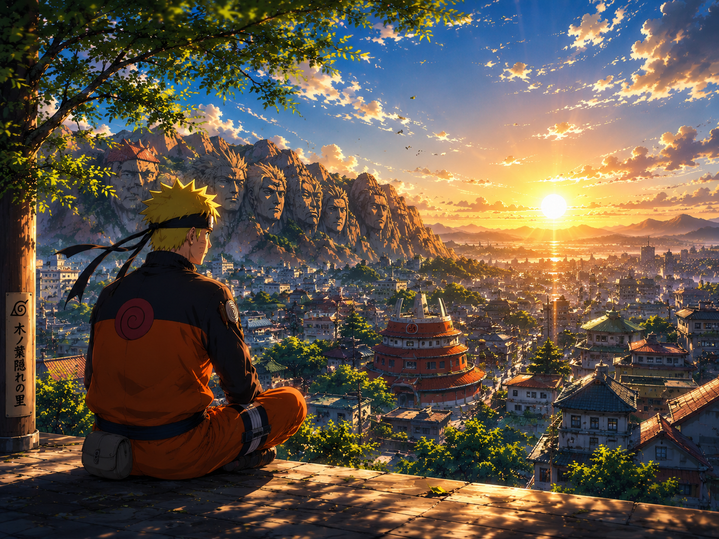 Naruto Sunrise Over Konoha Wallpaper 4K