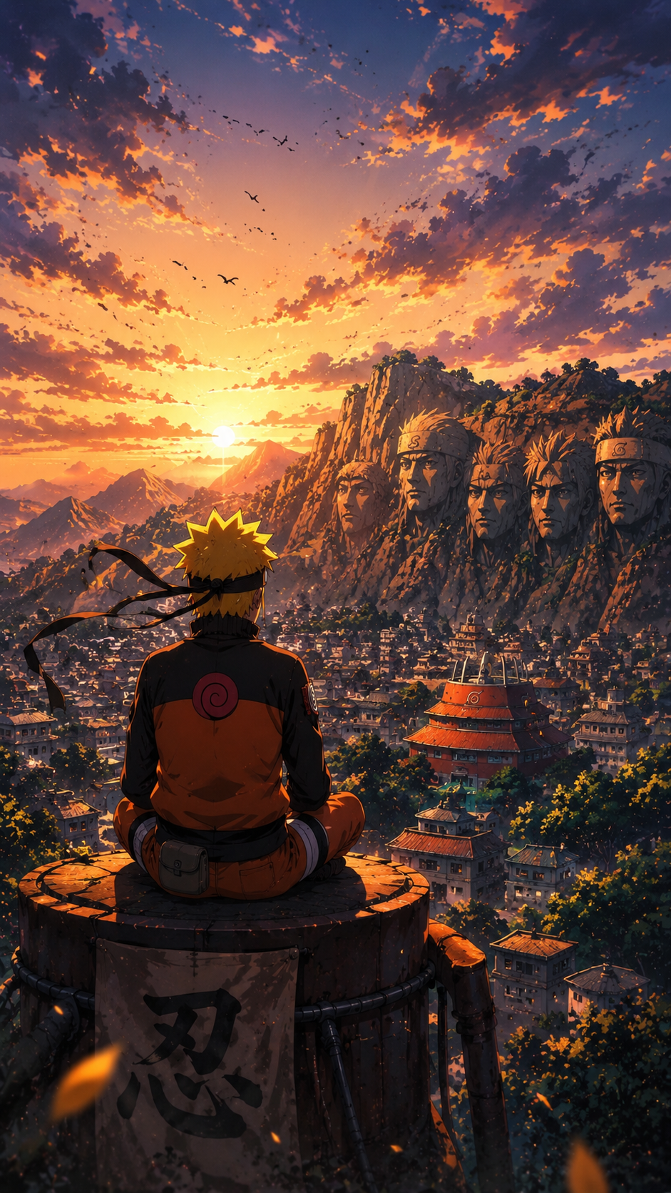 Path of the Hidden Hero – Ninja Sunset Anime Wallpaper | 4K Vertical Phone Background (9:16)