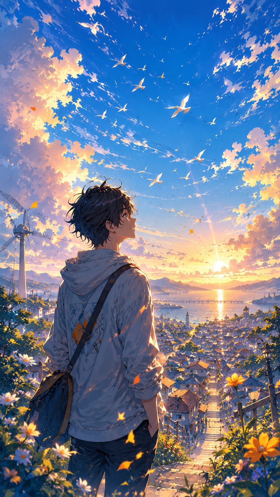 Peaceful Anime Sunset Wallpaper 4K