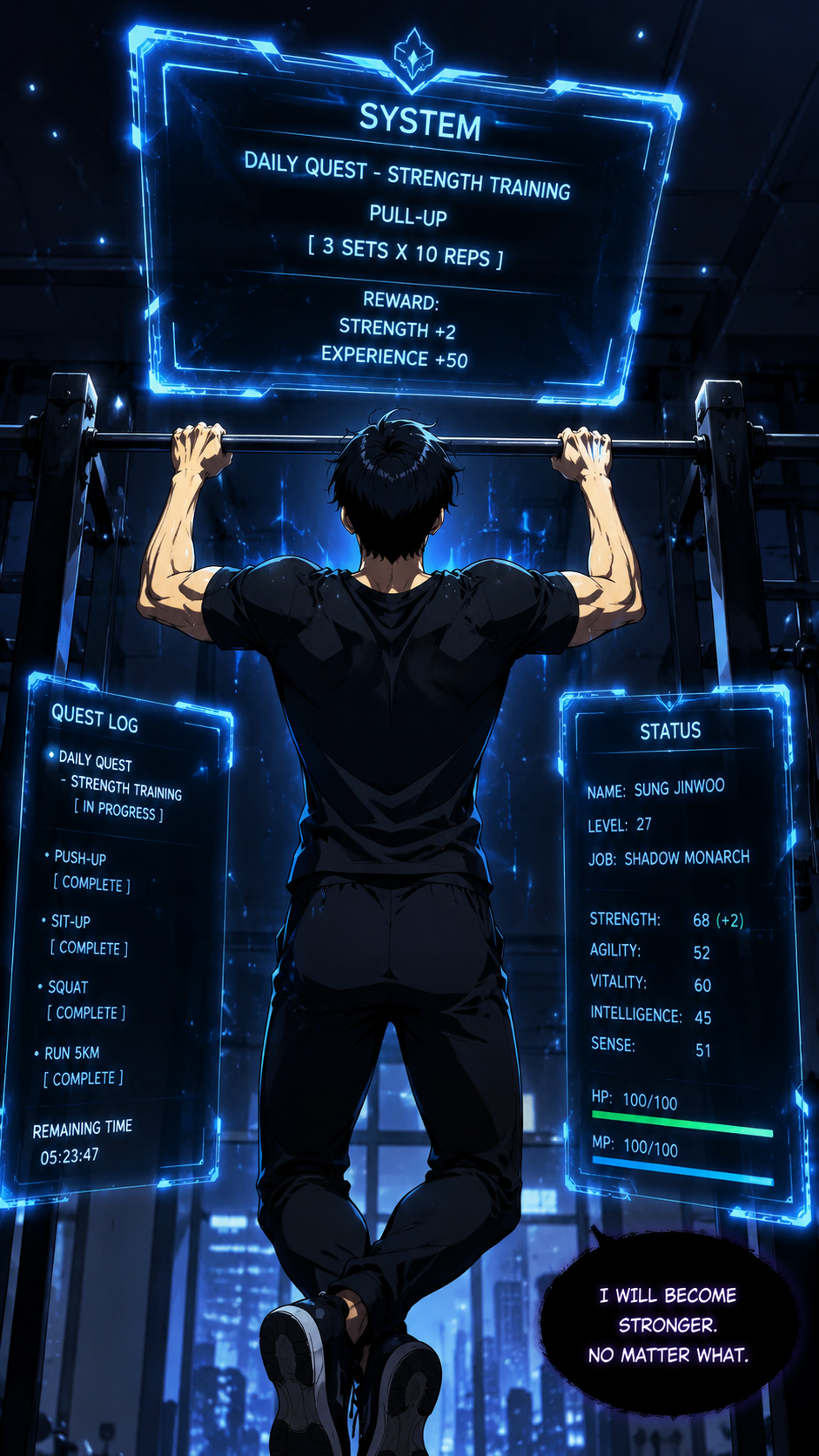Solo Leveling Workout Wallpaper HD 4K | Anime Gym Motivation