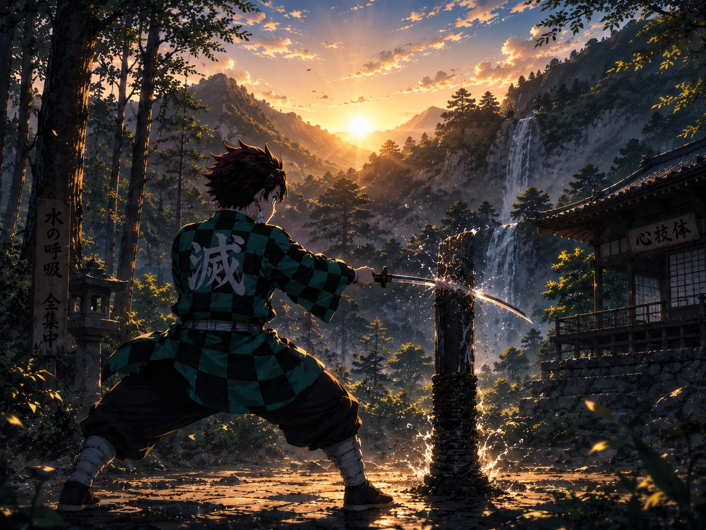 Tanjiro Water Breathing Training Wallpaper 4K