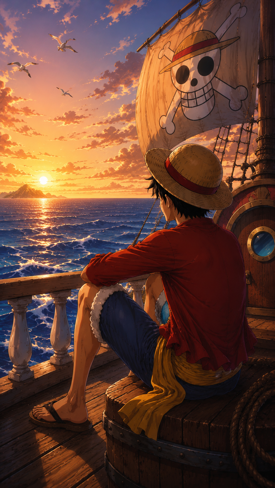 Luffy Sunset Wallpaper 4K | One Piece Aesthetic Background