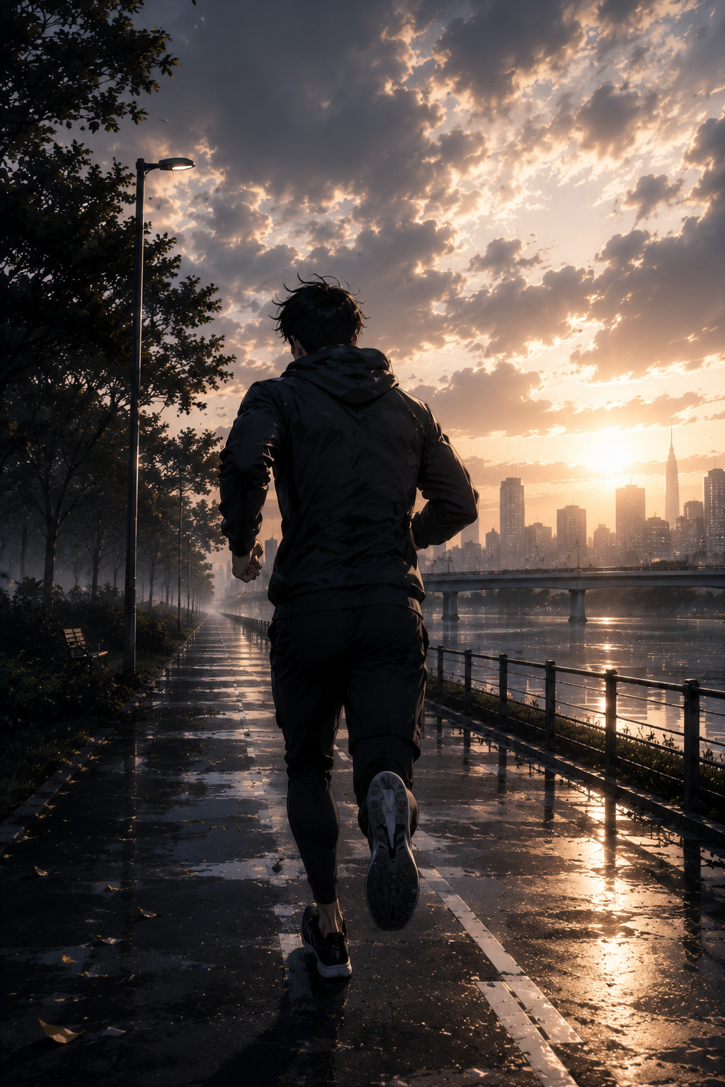 Morning Run Through the City | Motivational Fitness Wallpaper 4k