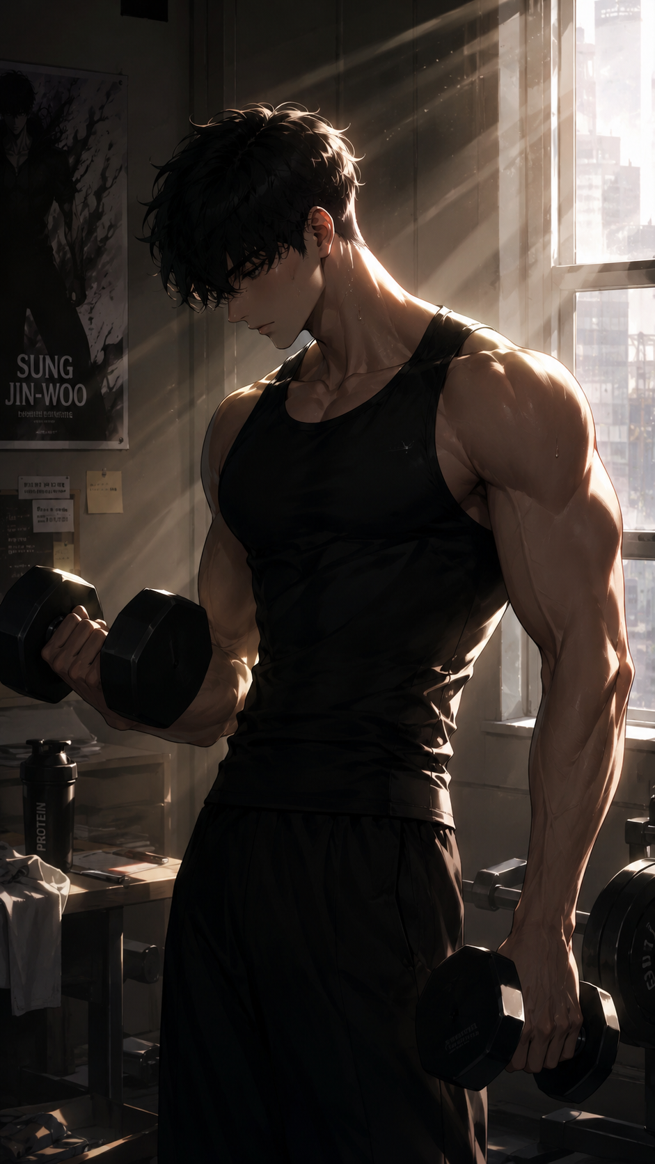Anime Gym Warrior Training Alone | Motivational Fitness Wallpaper 4K