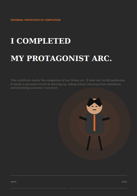 The Protagonist Arc Personal Certificate of Completion